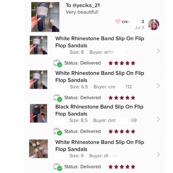 White Rhinestone Band Slip On Flip Flop Sandals - Picture 8 of 10